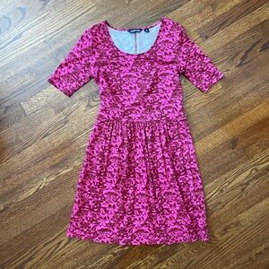 Lands’ End Magenta/Burgundy Floral Print Dress - Size XS 2-4
